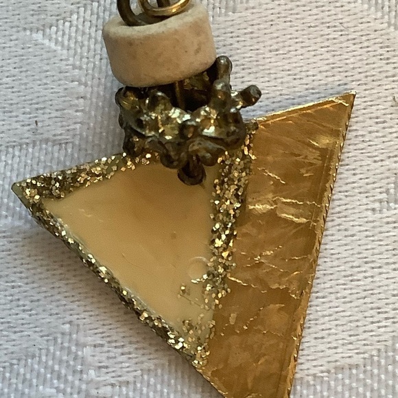 Artisan Crafted Hammered Brass Triangle Earrings - Picture 5 of 6